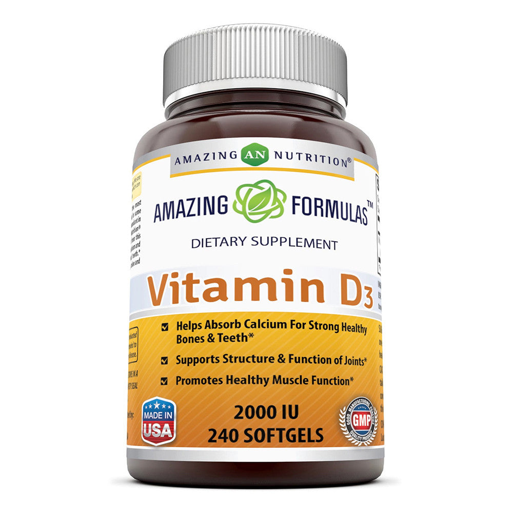 Amazing Nutrition Amazing Formulas Vitamin D3 2000 IU Softgels, 240 Ea